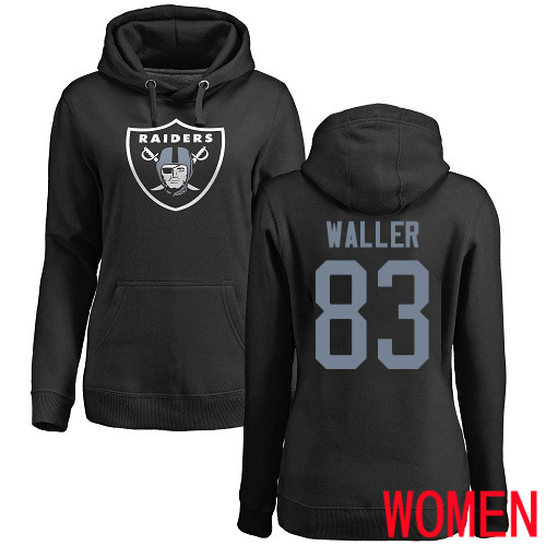 Oakland Raiders Black Women Darren Waller Name and Number Logo NFL Football #83 Pullover Hoodie Sweatshirts